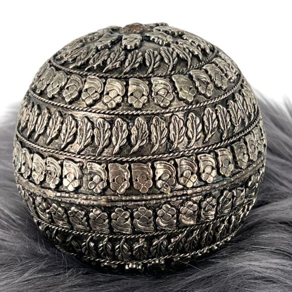 Vintage Ornate Silver Floral Sphere – Decorative Accent Piece - Bowl Filler - Picture 2 of 8